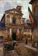 Arturo Ferrari Church of Santo Stefano in Borgogna in Milan oil painting artist